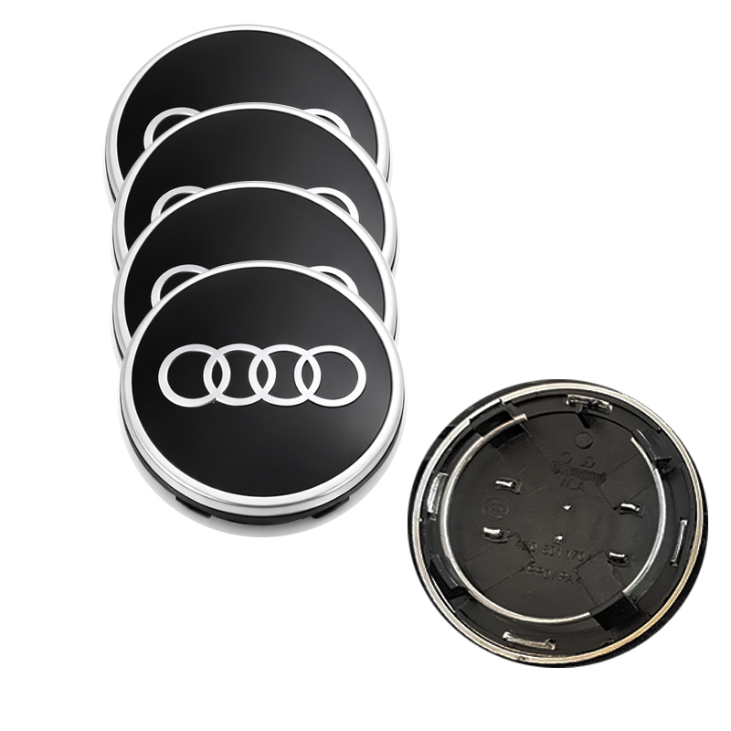 غطاء محور العجلة المركزي، طبة جنط اطارات السيارات ، مناسب ومتوافق مع اودى 2002-2019 ، A3/A4/A6/Q3/Q5 ، وموديلات اخرى ( 4 قطع ، مقاس 69 ملم ، كود: 9764)