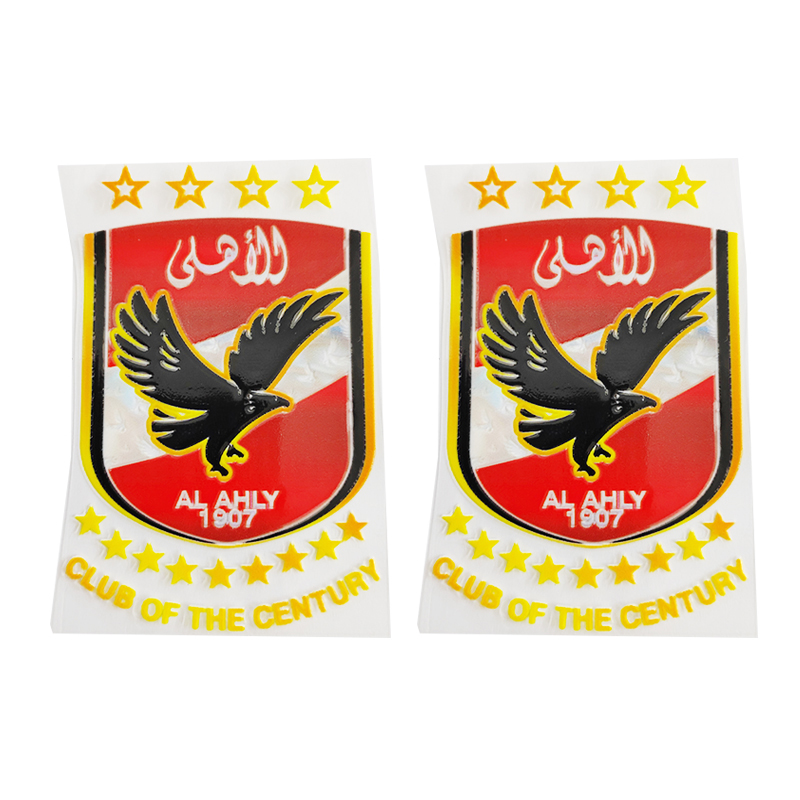 ملصق النادي الاهلى ملصق الأهلي للسيارة والكمبيوتر المحمول والموبايل( شفاف بارز لصق ، مقاس : 10 * 6.5 سم ، 2 قطعة ، كود: 9820)