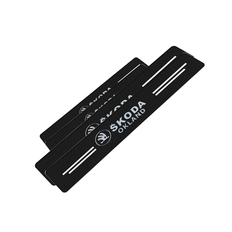 طقم عتب باب سيارة ، عتب لاصق باب سيارة كاربون حرارى ، مضاد للخدش ومانع للانزلاق ومقاوم للماء ( مناسب ومتوافق مع سكودا ، كود: 9832)