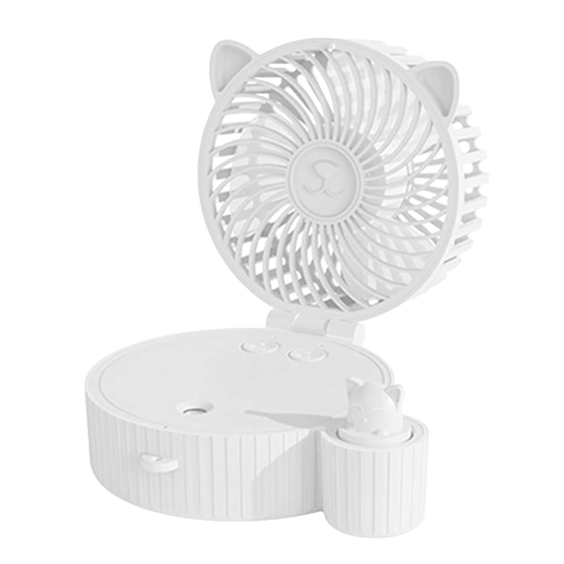 مروحة صغيرة محمولة ، متعددة الوظائف، تتميز بتصميم لطيف على شكل قطة وتجمع بين التهوية والترطيب ( قطعة واحدة ، لون ابيض ، كود : 9836)