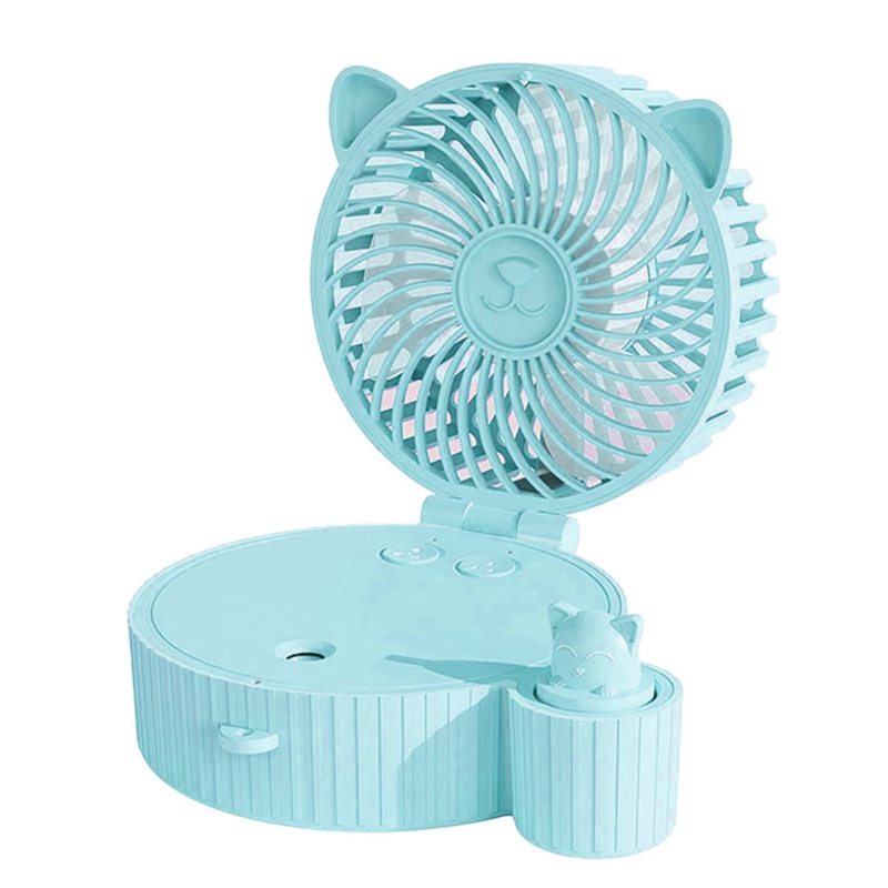 مروحة صغيرة محمولة ، متعددة الوظائف، تتميز بتصميم لطيف على شكل قطة وتجمع بين التهوية والترطيب ( قطعة واحدة ، لون لبنى ، كود : 9837)