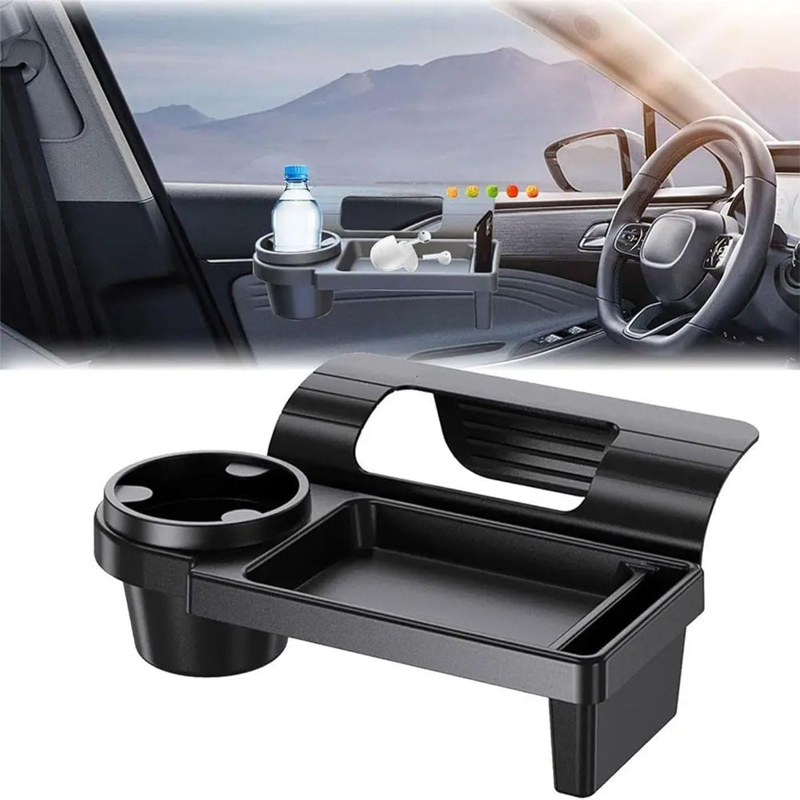 منظم متعدد الوظائف للسيارة 3 في 1، حامل نافذة السيارة مع حامل أكواب وصندوق تخزين، وحامل موبايل ، متوافق مع معظم السيارات ( كود: 9849)