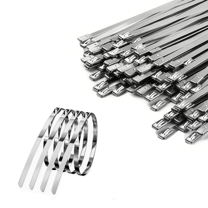 مشابك معدنية ، ربط وتأمين الكابلات، الأنابيب، وأجزاء السيارات، متانة عالية ومقاومة للتآكل والصدأ ( عدد 10 قطع ، مقاس: 20 سم × 4.6 ملم ، كود: 9862)