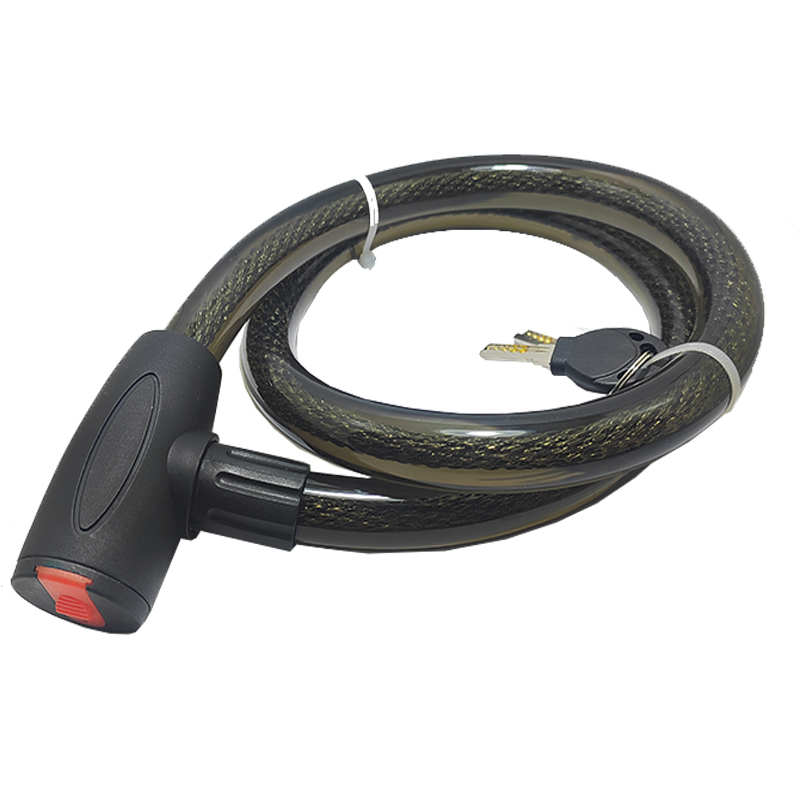 قفل دراجة عالمي من فولاذ مقاوم للصدأ بكابل مضاد للسرقة للموتوسيكلات ودراجات الطرق الوعرة، قفل أمان مع مفتاحين( قفل محمل تقيل اسود ، طول الواير 110 سم ، كود: 9870)