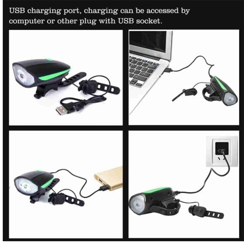 زمارة وكشاف يدوي اضاءة ليد لركوب الدراجات ( يعمل بالشحن بمنفذ USB ، كود: 10069) 5 زمارة وكشاف يدوي اضاءة ليد لركوب الدراجات ( يعمل بالشحن بمنفذ USB ، كود: 10069) - الصورة 5