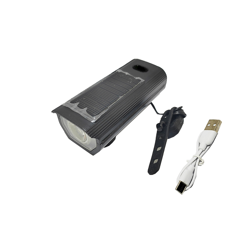 مصباح دراجة هوائية ذكي مزدوج الشحن (طاقة شمسية + USB) مع جرس إنذار قوي و3 أوضاع إضاءة مختلفة( يعمل بالشحن بمنفذ USB وبالطاقة الشمسية ، كود: 10374)