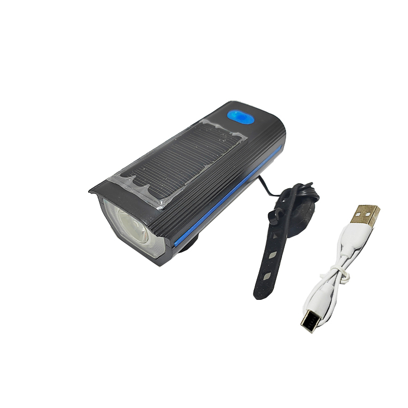 مصباح دراجة هوائية ذكي مزدوج الشحن (طاقة شمسية + USB) مع جرس إنذار قوي و3 أوضاع إضاءة مختلفة ( يعمل بالشحن بمنفذ USB وبالطاقة الشمسية ، كود: 10375)