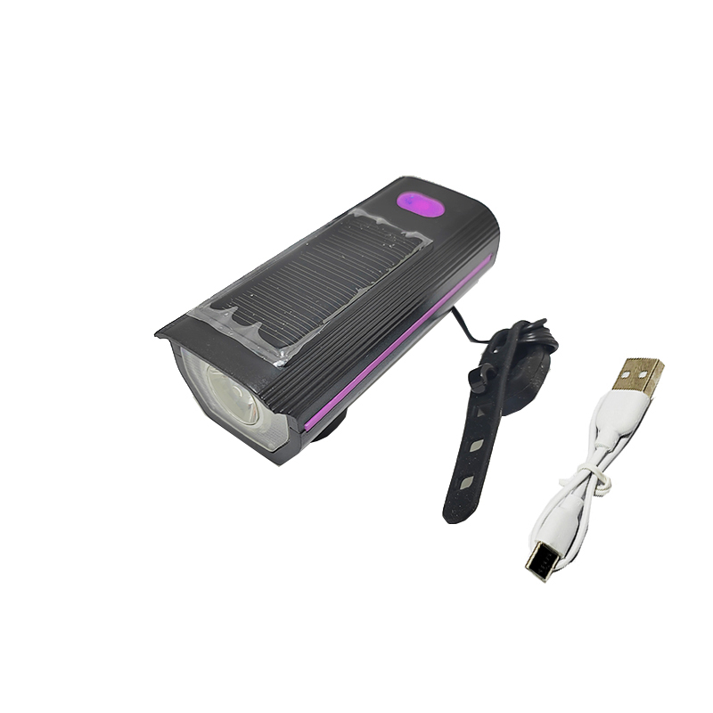 مصباح دراجة هوائية ذكي مزدوج الشحن (طاقة شمسية + USB) مع جرس إنذار قوي و3 أوضاع إضاءة مختلفة( يعمل بالشحن بمنفذ USB وبالطاقة الشمسية ، كود: 10376)
