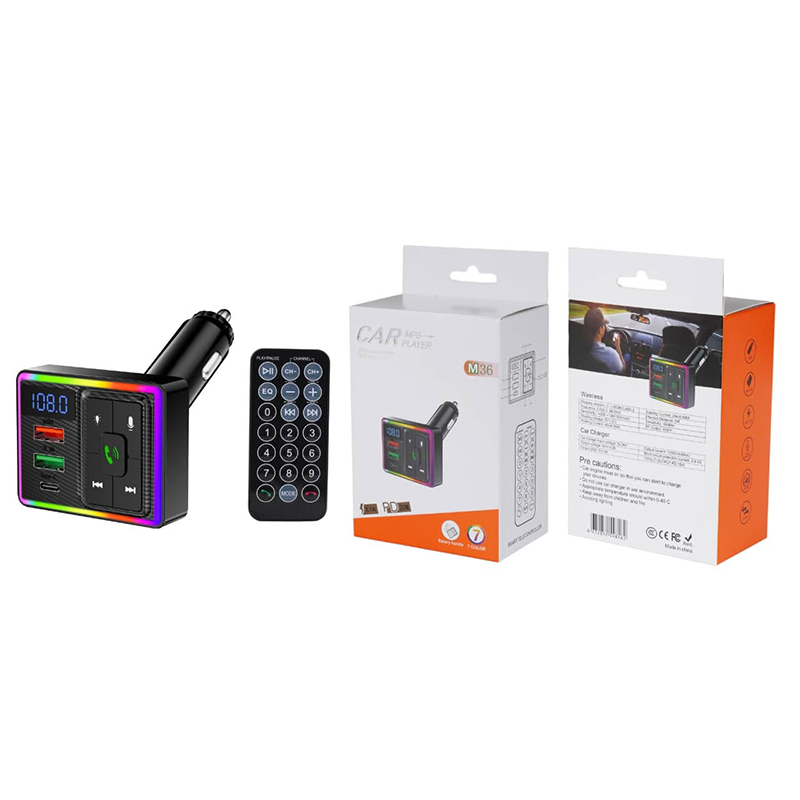 مجموعة بلوتوث mp3 للسيارة بدون استخدام اليدين، جهاز ارسال اف ام ومشغل موسيقى (موديل : M36 ، اضاءة 7 لون ، كود: 10551) 7 مجموعة بلوتوث mp3 للسيارة بدون استخدام اليدين، جهاز ارسال اف ام ومشغل موسيقى (موديل : M36 ، اضاءة 7 لون ، كود: 10551) - الصورة 7