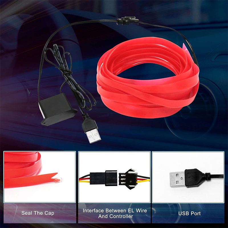 شريط إضاءة محيطية LED مرن ومقاوم للماء للسيارات والحفلات، يعمل عبر منفذ USB( اضاءة لون احمر ، منفذ USB ، طول 3 متر، كود: 2610) 6 شريط إضاءة محيطية LED مرن ومقاوم للماء للسيارات والحفلات، يعمل عبر منفذ USB( اضاءة لون احمر ، منفذ USB ، طول 3 متر، كود: 2610) - الصورة 6