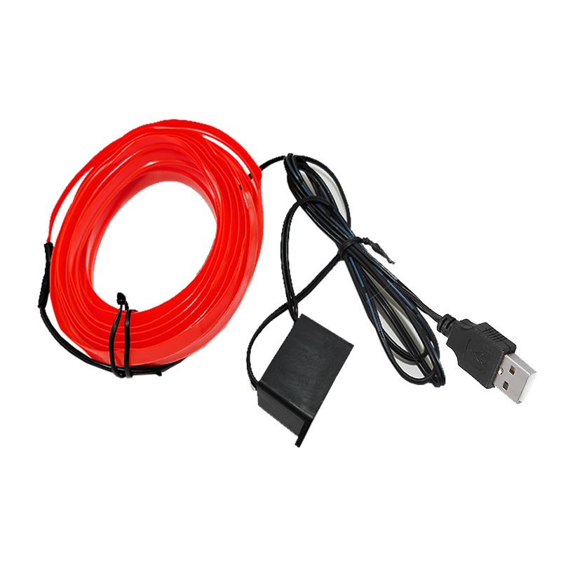 شريط إضاءة محيطية LED مرن ومقاوم للماء للسيارات والحفلات، يعمل عبر منفذ USB( اضاءة لون احمر ، منفذ USB ، طول 3 متر، كود: 2610)