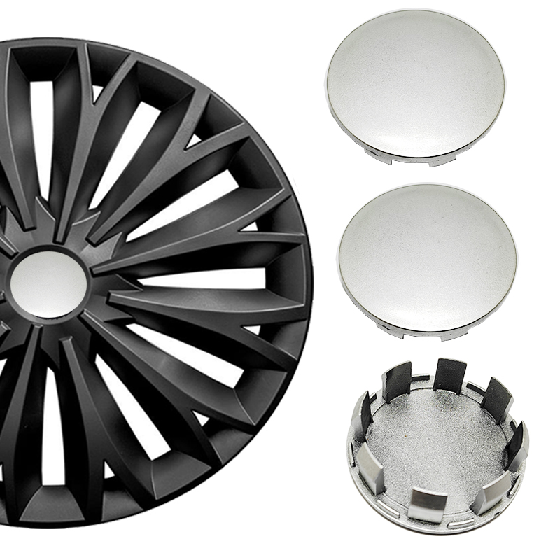 اغطية لتزيين عجلة السيارة ، طقم من 2 غطاء طبة جنط اطارات السيارات. مناسبة لمحاور مركز العجلات الأمامية أو الخلفية (لون فضى ، عدد 2 قطعة ، قطر 6 سم ، كود : 4357)