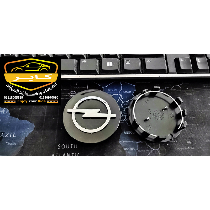 غطاء طبة جنط محور اطارات السيارات - متوافقة مع - اوبل - عدد 4 قطع - لون اسود ، مقاس 6 سم (كود 5681)